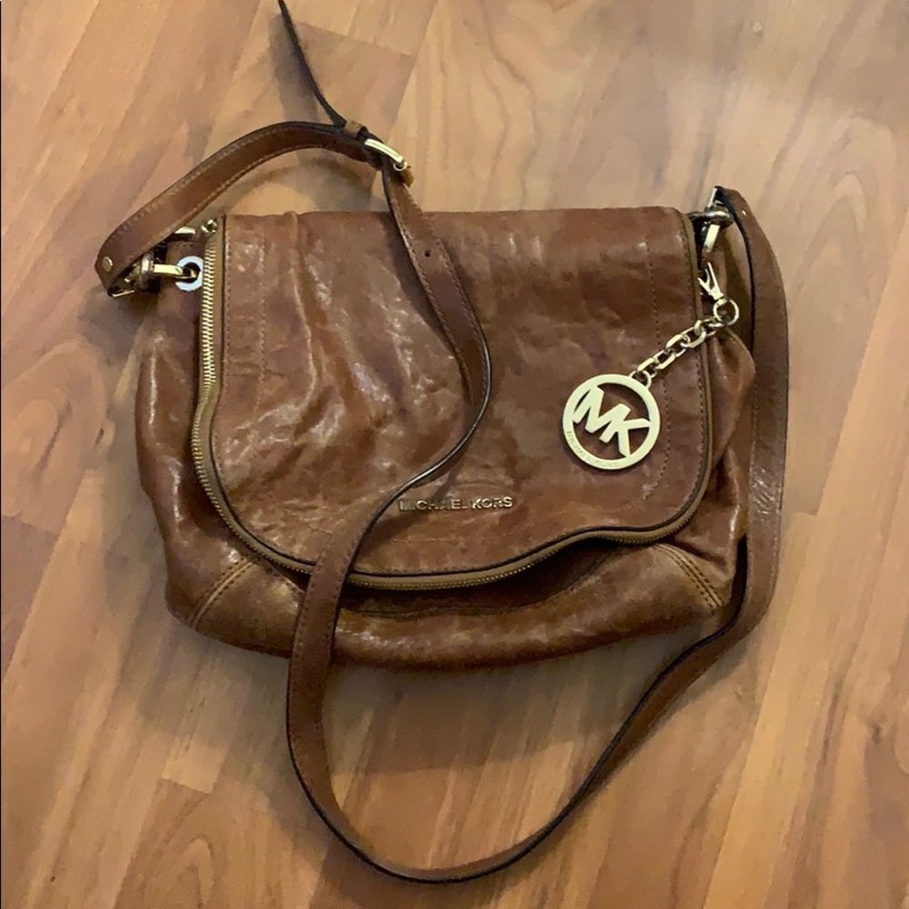 Michael Kors brown leather crossbody bag